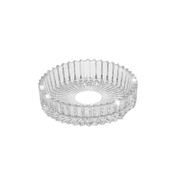 Joyero redondo en vidrio transparente con relieve radial