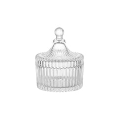 Bombonera de cristal transparente con tapa decorativa