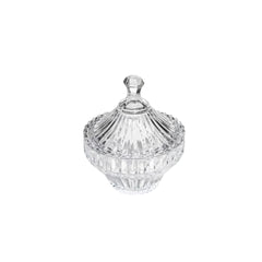 Bombonera de cristal con diseño escalonado y tapa