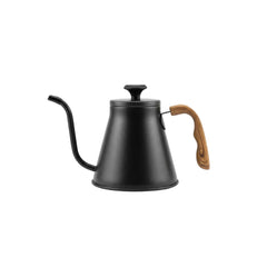 Tetera para preparación manual de café con termómetro integrado.
