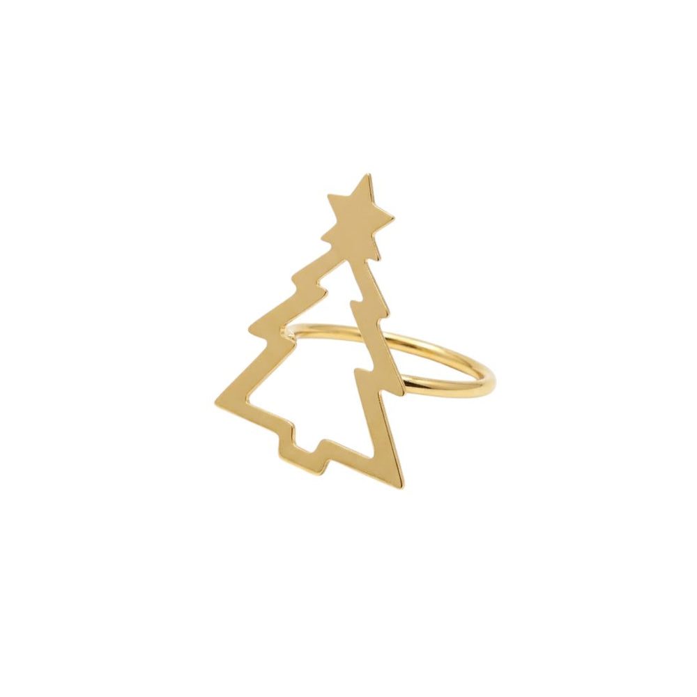 Anillo decorativo para servilleta con diseño de árbol dorado