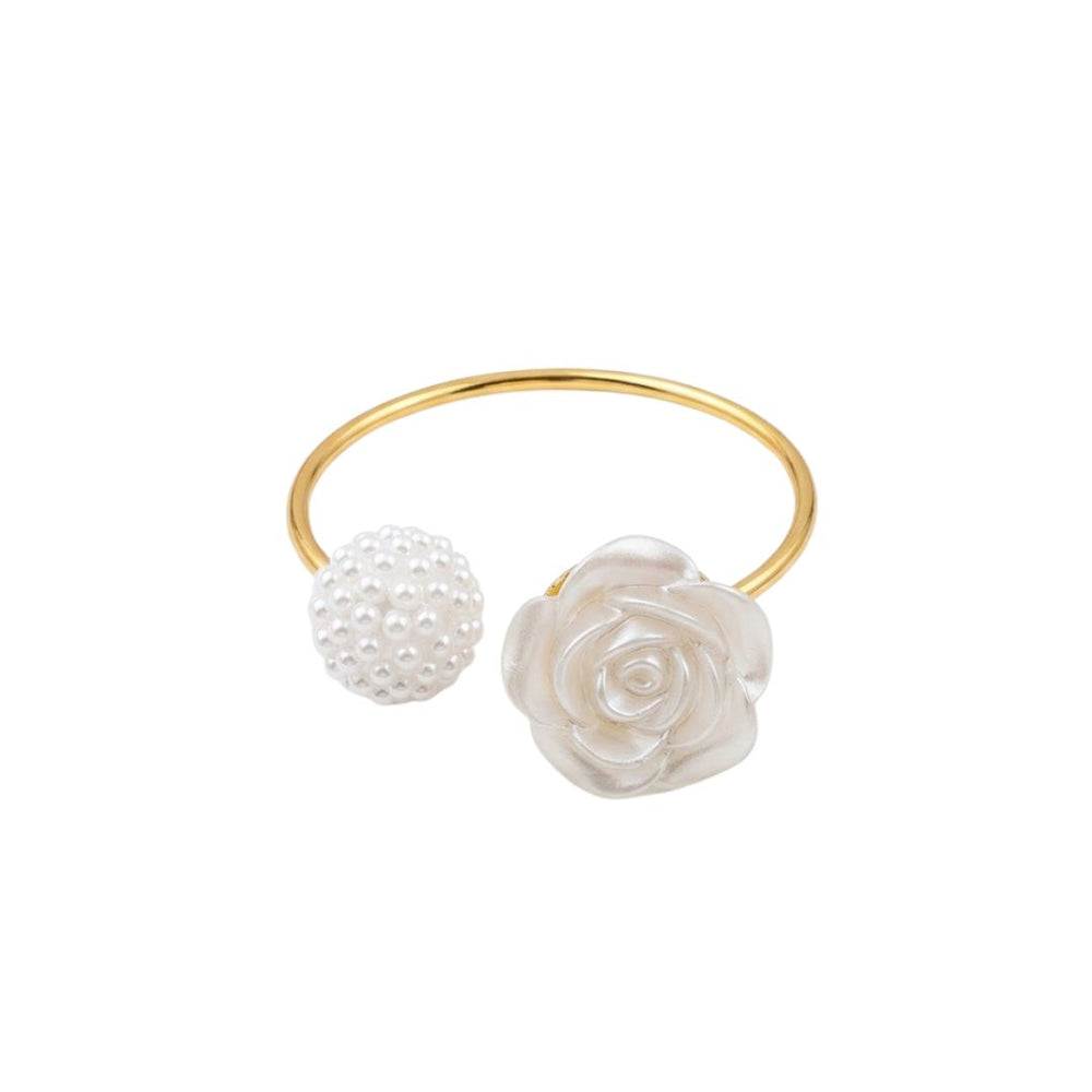 Anillo decorativo para servilleta con rosa y perlas