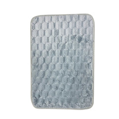 Tapete rectangular gris con diseño texturizado en relieve