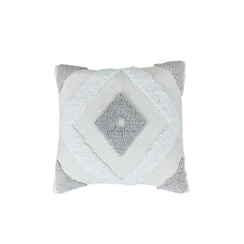 Cojín decorativo rombos café y blanco 45×45 cm