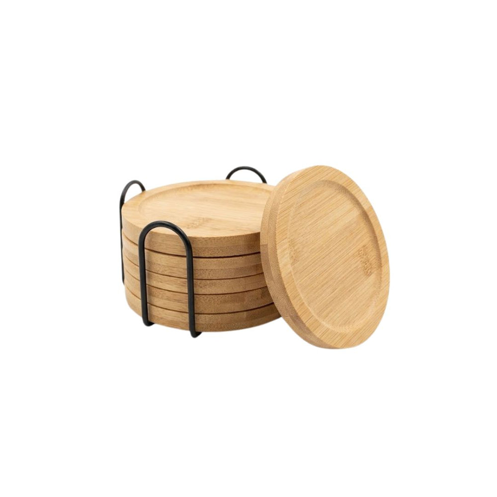 Set de cuatro porta vasos de bambú natural
