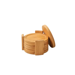 Set de 7 posavasos redondos de bambú
