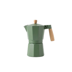 Cafetera italiana verde de aluminio para 9 tazas