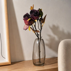 Flor decorativa Rosas vinotinto 50 cm con varias flores, botones y hojas