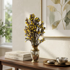 Flor decorativa bayas de sebo secas 55 cm en color amarillo para jarrón
