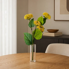 Flor decorativa Girasoles amarilla 66 cm con varias flores y hojas verdes