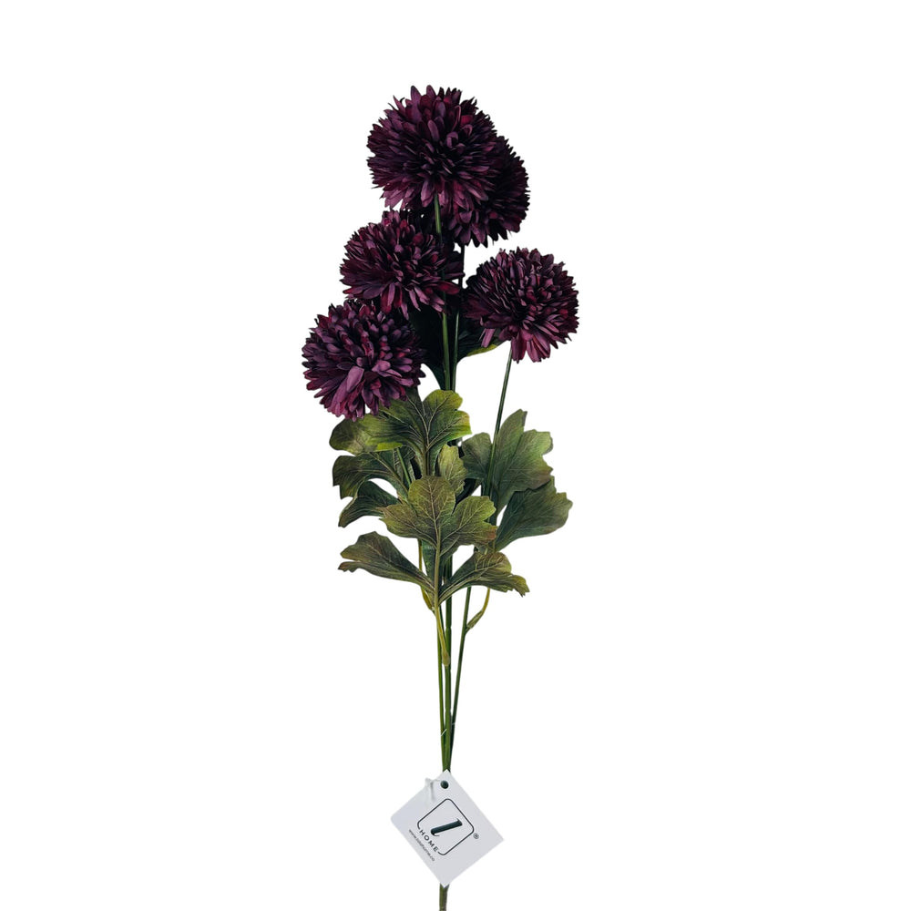 Rama floral decorativa con pompones de seda