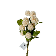Rama floral decorativa con pompones y hojas verdes