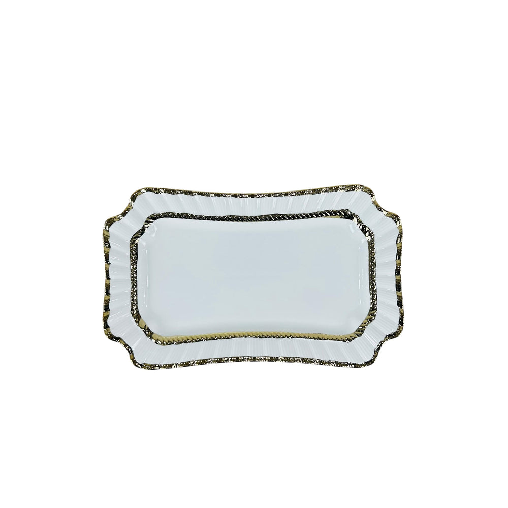 Bandeja decorativa rectangular dorada 30×18 cm