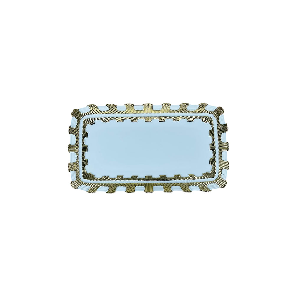 Bandeja decorativa rectangular dorada 25×14 cm