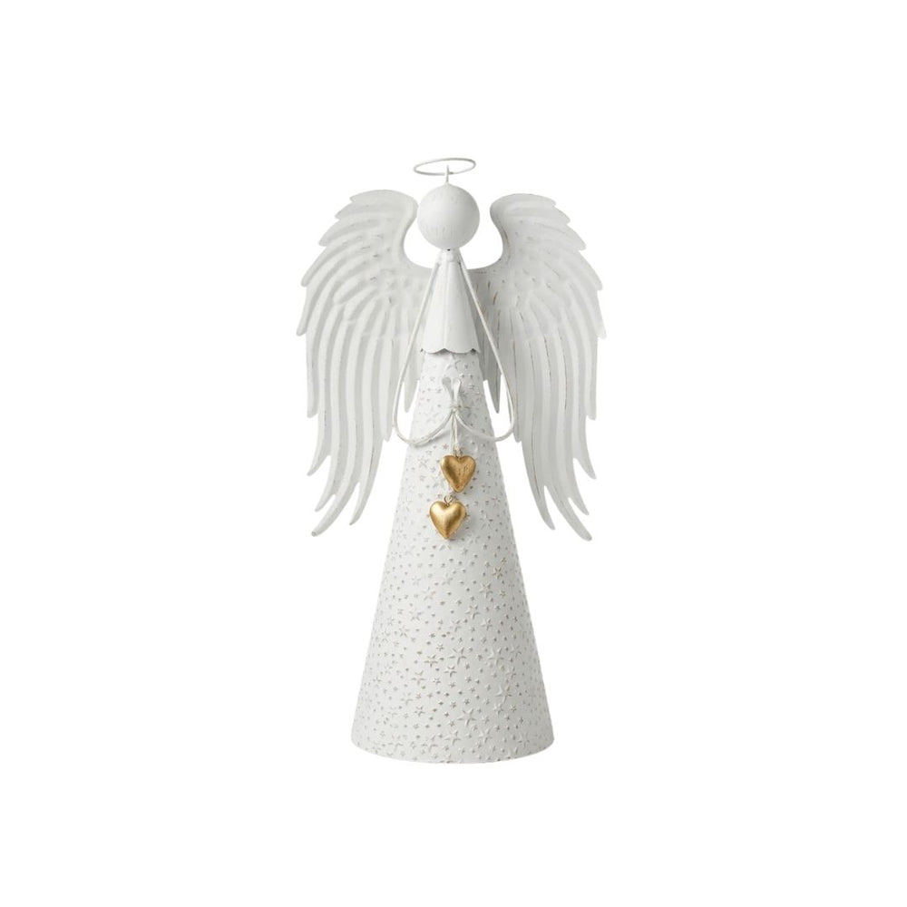 Ángel decorativo blanco de 65 cm con estrellas en relieve