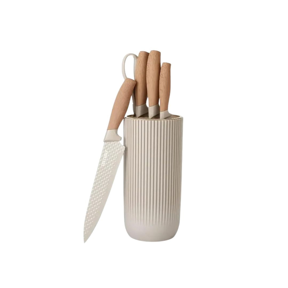 Set de 5 cuchillos de cocina con mangos efecto madera