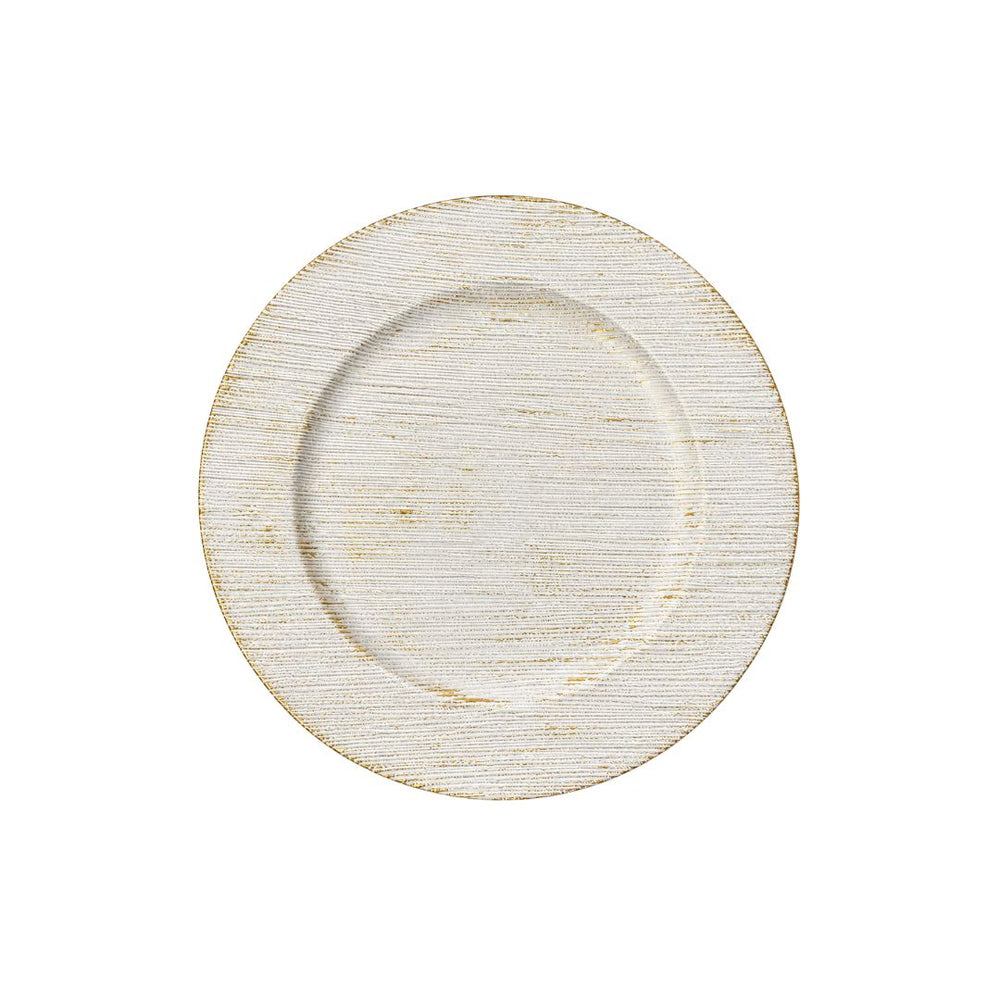 Plato base decorativo redondo color blanco texturizado