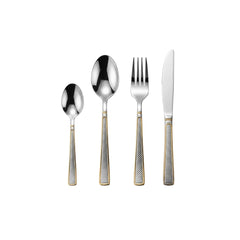 Set de cubiertos 25 piezas en acero inoxidable plata con dorado