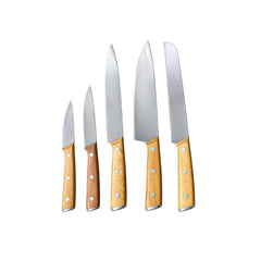 Set de cinco cuchillos premium con mangos de madera