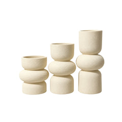 Set x3 floreros geométricos beige de 24 cm, 19.5 cm y 13.5 cm