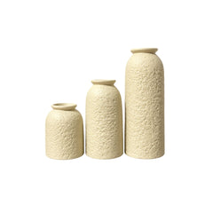Set de tres floreros decorativos beige de diferentes alturas
