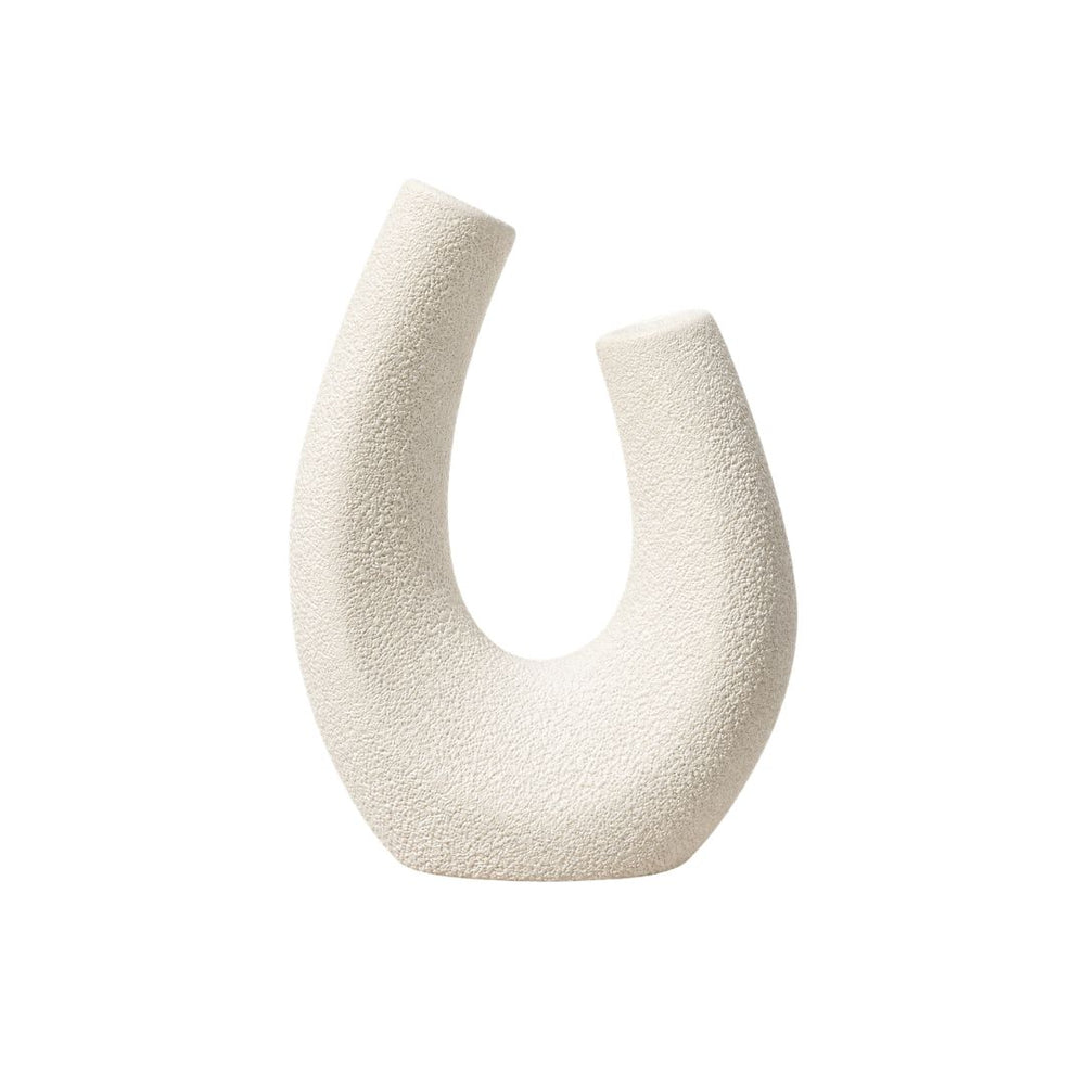 Florero decorativo blanco en forma de U 15×7×20 cm