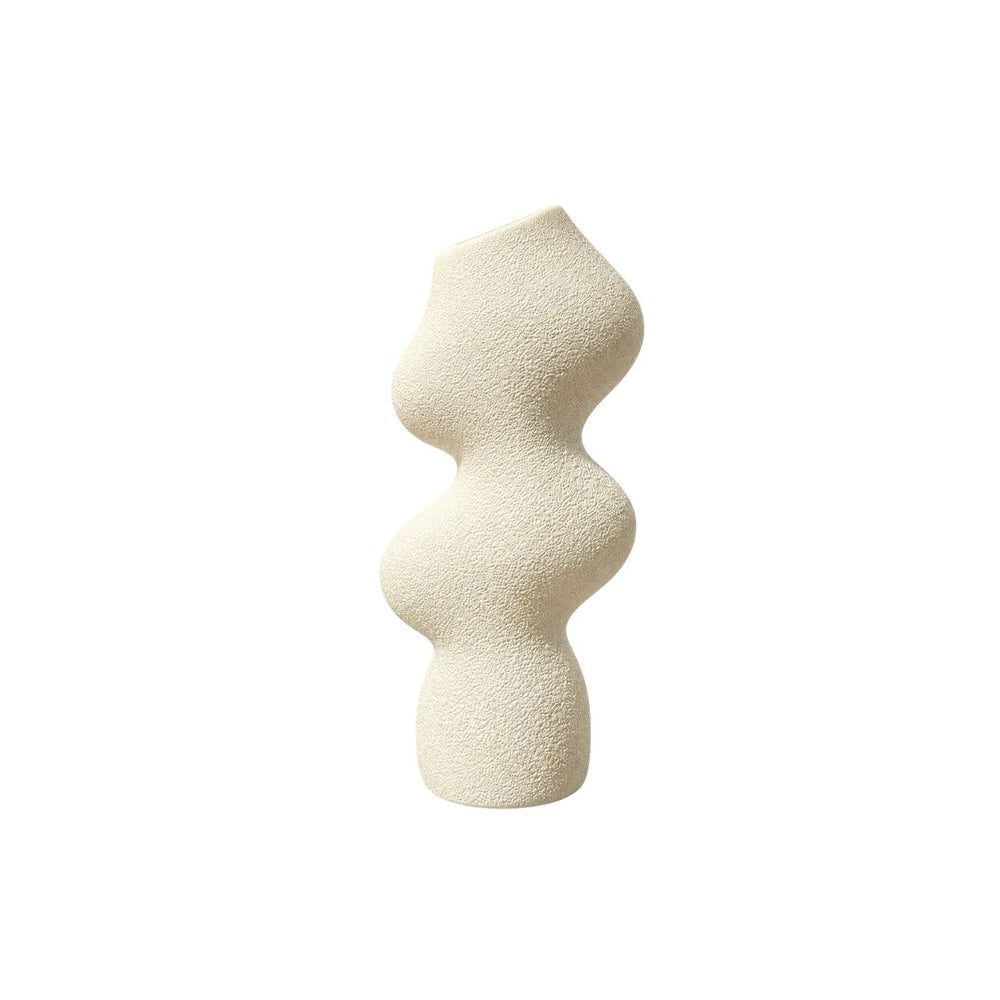 Florero decorativo blanco 12×7.5×25 cm con diseño ondulado
