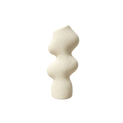 Florero decorativo blanco 12×7.5×25 cm con diseño ondulado