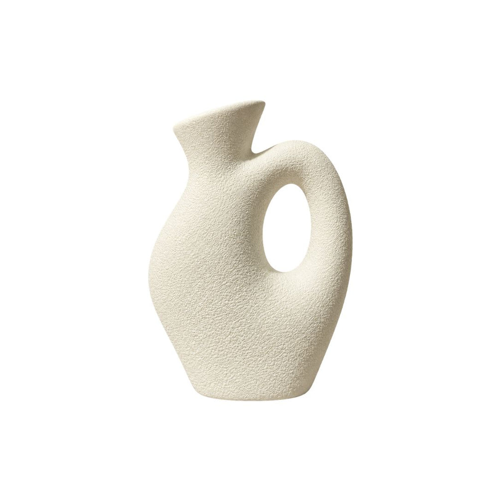 Florero decorativo blanco 17.5×8×25 cm con textura rústica