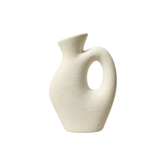Florero decorativo blanco 17.5×8×25 cm con textura rústica