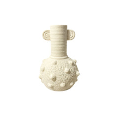 Florero decorativo blanco 19×27 cm con detalles en relieve