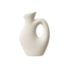 Florero decorativo blanco 15.5×7×21 cm con textura rústica
