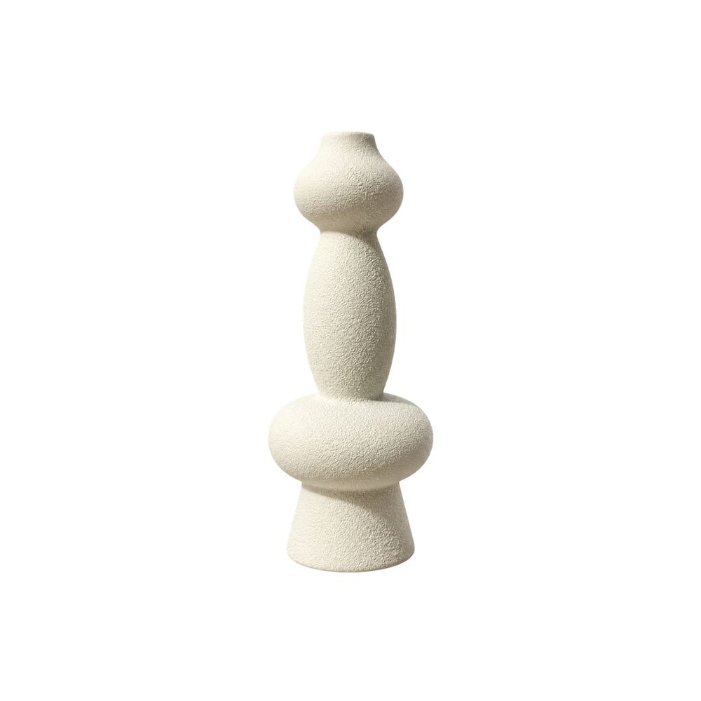 Florero decorativo blanco 13.5×13.5 cm con formas orgánicas
