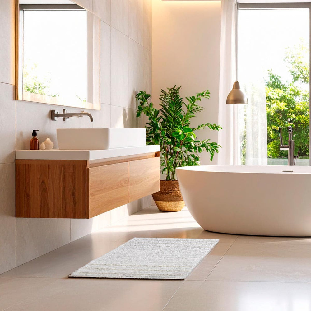 Tapete de baño Amil crudo 40x60 cm con textura suave