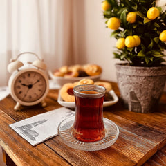 Set de té en vidrio transparente 2 piezas diseño líneas verticales