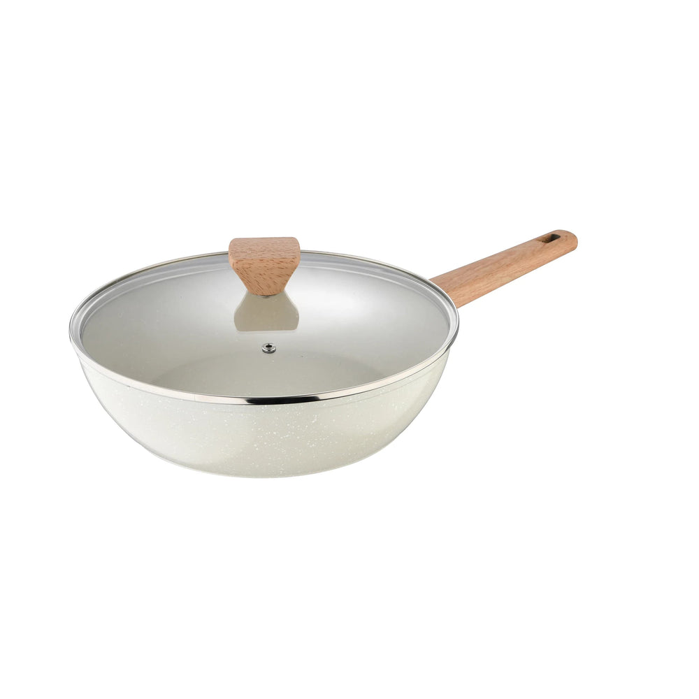 Sartén honda aluminio forjado 28 cm con tapa de vidrio