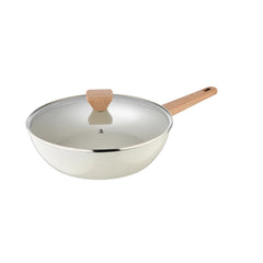 Sartén honda aluminio forjado 28 cm con tapa de vidrio