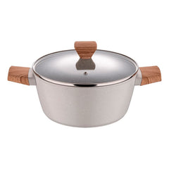 Olla de aluminio forjado con mangos tipo madera natural