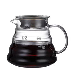 Servidor de café transparente con asa lateral
