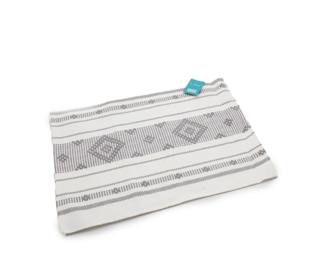 Individual Tejido 30x45cm Para Mesa Blanco Con Triángulos Gris