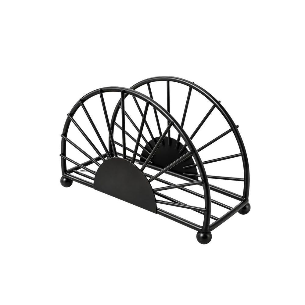 Servilletero negro con diseño semicircular