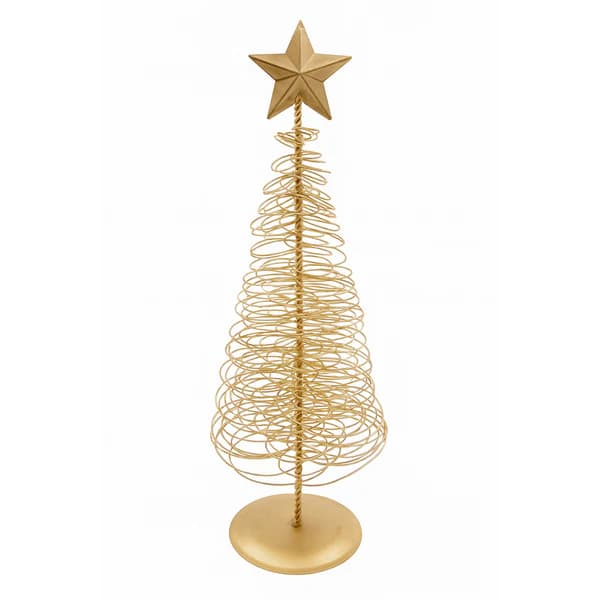 Árbol navideño dorado espiral con estrella decorativa