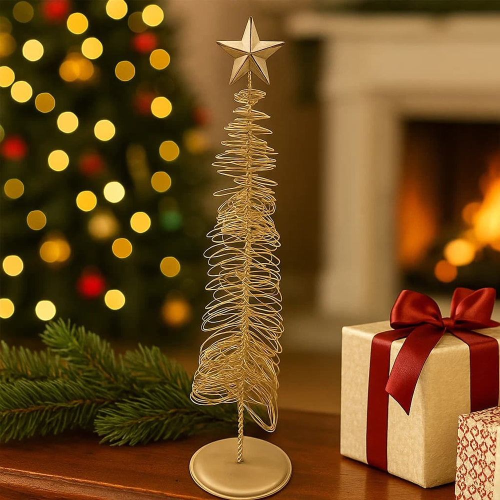 Árbol Navideño Decorativo Espiral Con Estrella Dorada