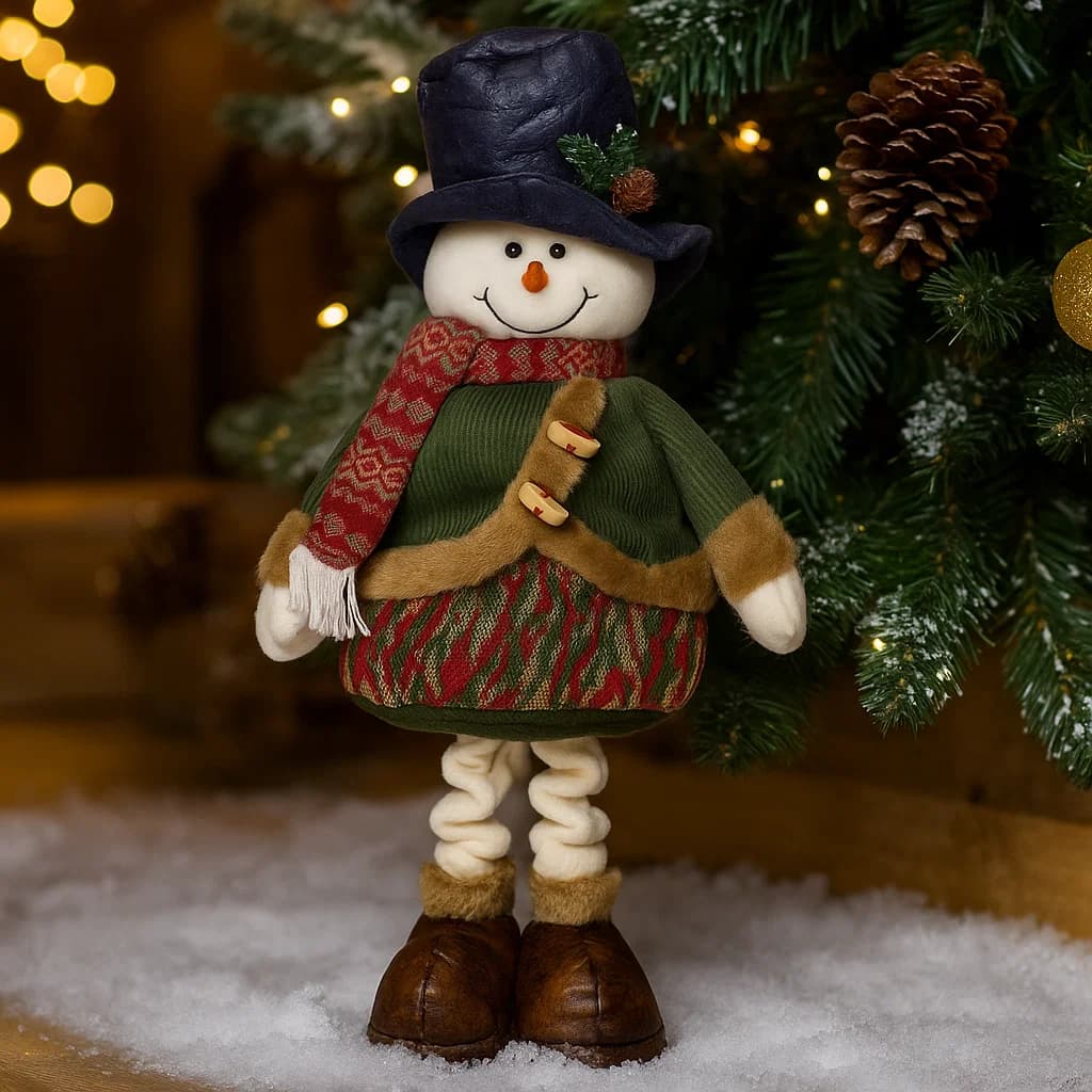 Muñeco de nieve expandible con sombrero navideño de 65cm para decoración