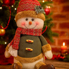 Muñeco de Nieve decorativo de 30cm con gorro navideño y bufanda