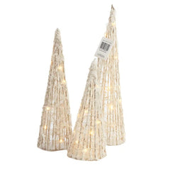 Set de árboles decorativos navideños blancos con luz LED