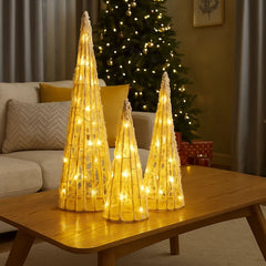 Set De 3 Árboles Navideños Decorativos Con Luz LED