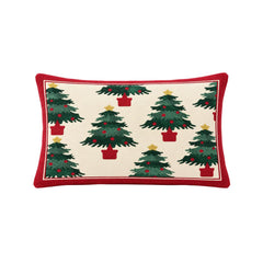 Cojín navideño rectangular con diseño de árboles de Navidad