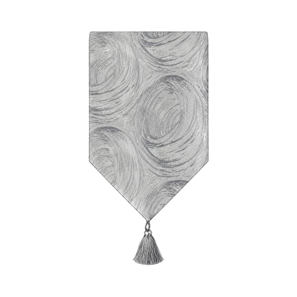 Camino de mesa gris plata con diseño de ondas