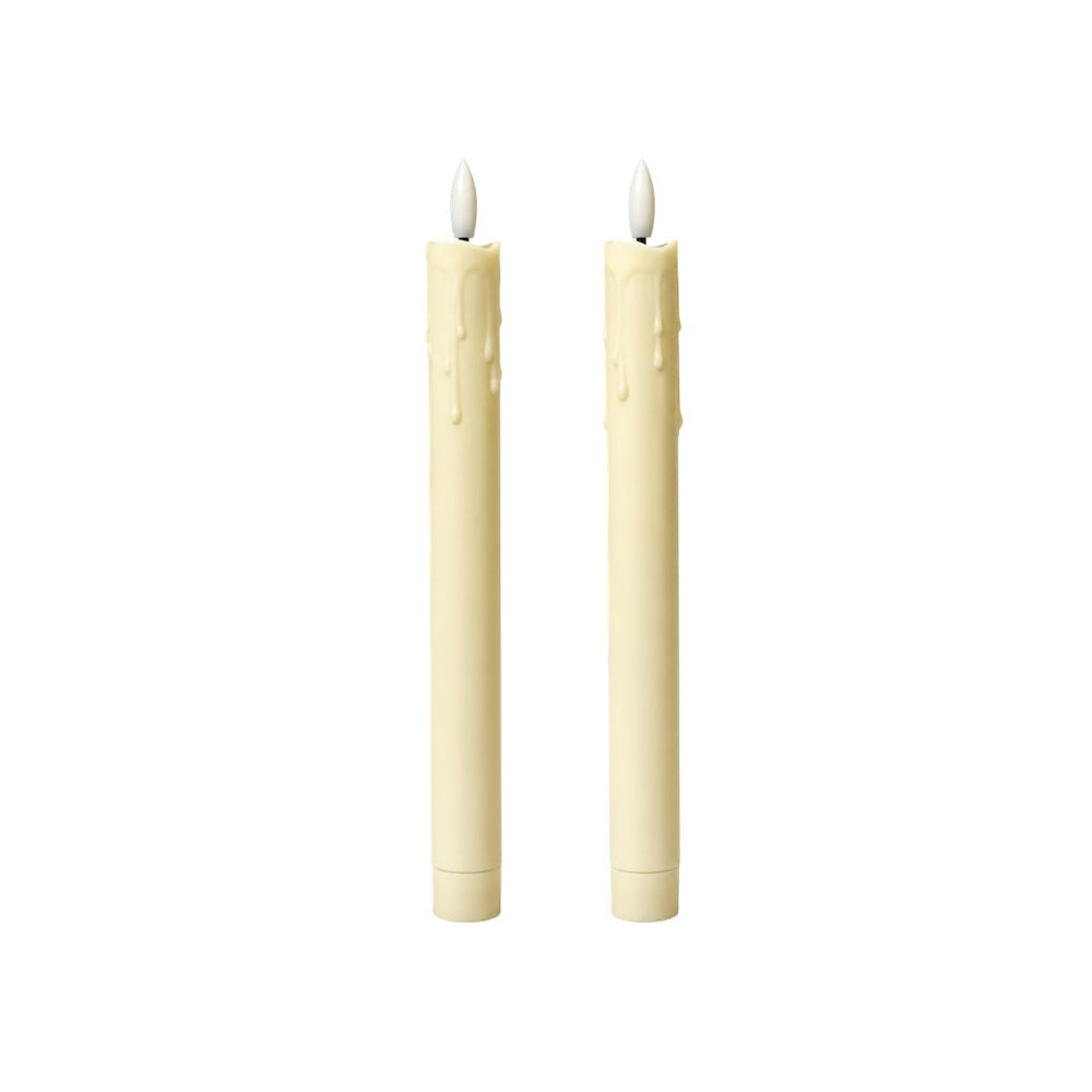 Set de dos velas LED largas color marfil